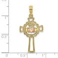 thumbnail image 4 of Auriga Fine Jewelry 14K Two-tone Gold Claddagh Cross Charm for Women (L - 27.8 mm, W - 15 mm), 4 of 6