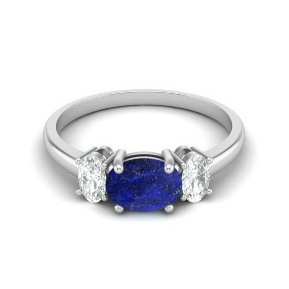 1.50 Cts Lapis 925 Sterling Silver Three-Stone Past, Present and Future Ring
