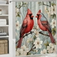 thumbnail image 5 of 4 Piece Decor Shower Curtains Sets Cardinals Redbird Dogwoods with Rugs Include Waterproof Shower Curtain Non-Slip Rug Toilet Lid Cover Bath Mat Christmas Cardinal 12 Hooks for Bathtub Decor, 5 of 8