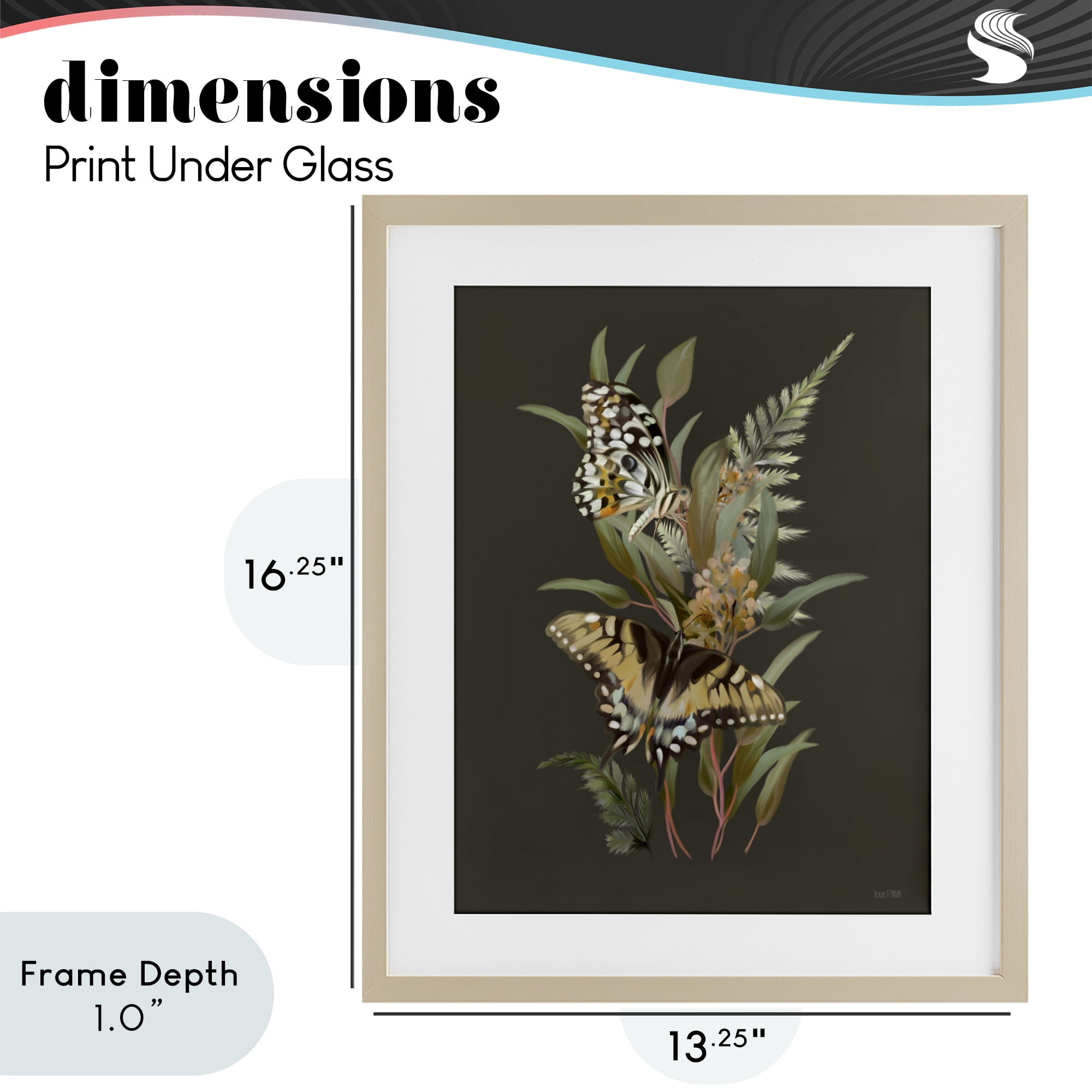 Stupell Industries Twin Swallowtails & Greenery Birch Framed Print Under Glass, design by House Fenway