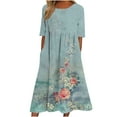 thumbnail image 1 of Robe à Manches Longues Femme Mode Femmes Imprimée à Manches Courtes à Col Rond Longue Robe Robe d'Été à Manches Longues Robe Longue d'Été pour Femmes Longue Robe d'Été pour Femmes, 1 of 4