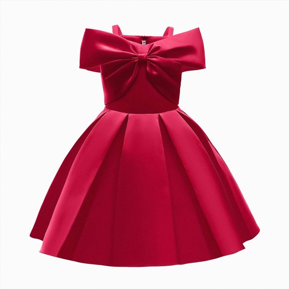 Hessimy Toddler Baby Girl Back to School Embroidery Puff Sleeve Summer Dress,cute outfit(Red,5-6 Years)