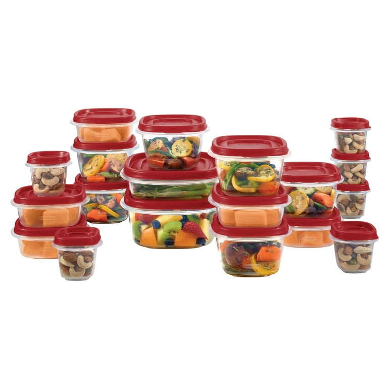 Rubbermaid 2108392 Easy Find Vented Lids Food Storage, Set of 8 (16 Pieces total) Plastic Meal Prep Containers, 8-Pack, Racer Red