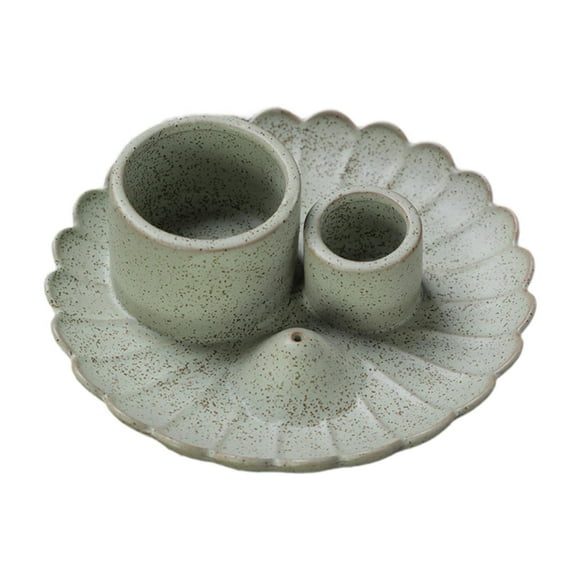 jifeng 3 in 1 Incense and Candle Holder Easy to Use Holder Sage Burning Bowl Green