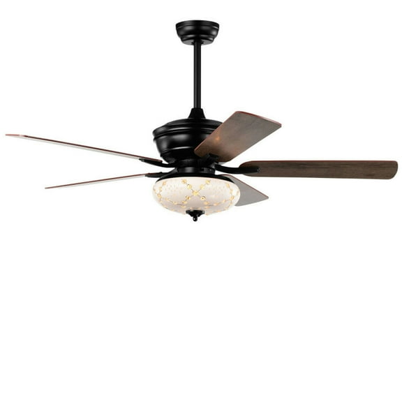 GVN Ceiling Fans, Small Indoor Ceiling Fan,52 Inch Ceiling Fan with 3 Wind Speeds and 5 Reversible Blades-Black