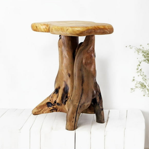 Taburete mesa auxiliar de tocón de madera de cedro WELLAND, 48 cm de alto