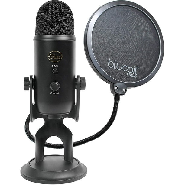Blue Microphones Yeti Usb Condenser Microphone For Podcasting Voip Calls Game Studio Field Recording And Voiceovers Blackout Bundle With Blucoil