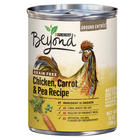 Natural Foods Chicken - Purina Beyond Grain Free, Natural Pate Wet Dog Food, Grain Free Chicken, Carrot & Pea Recipe - 13 oz. Can