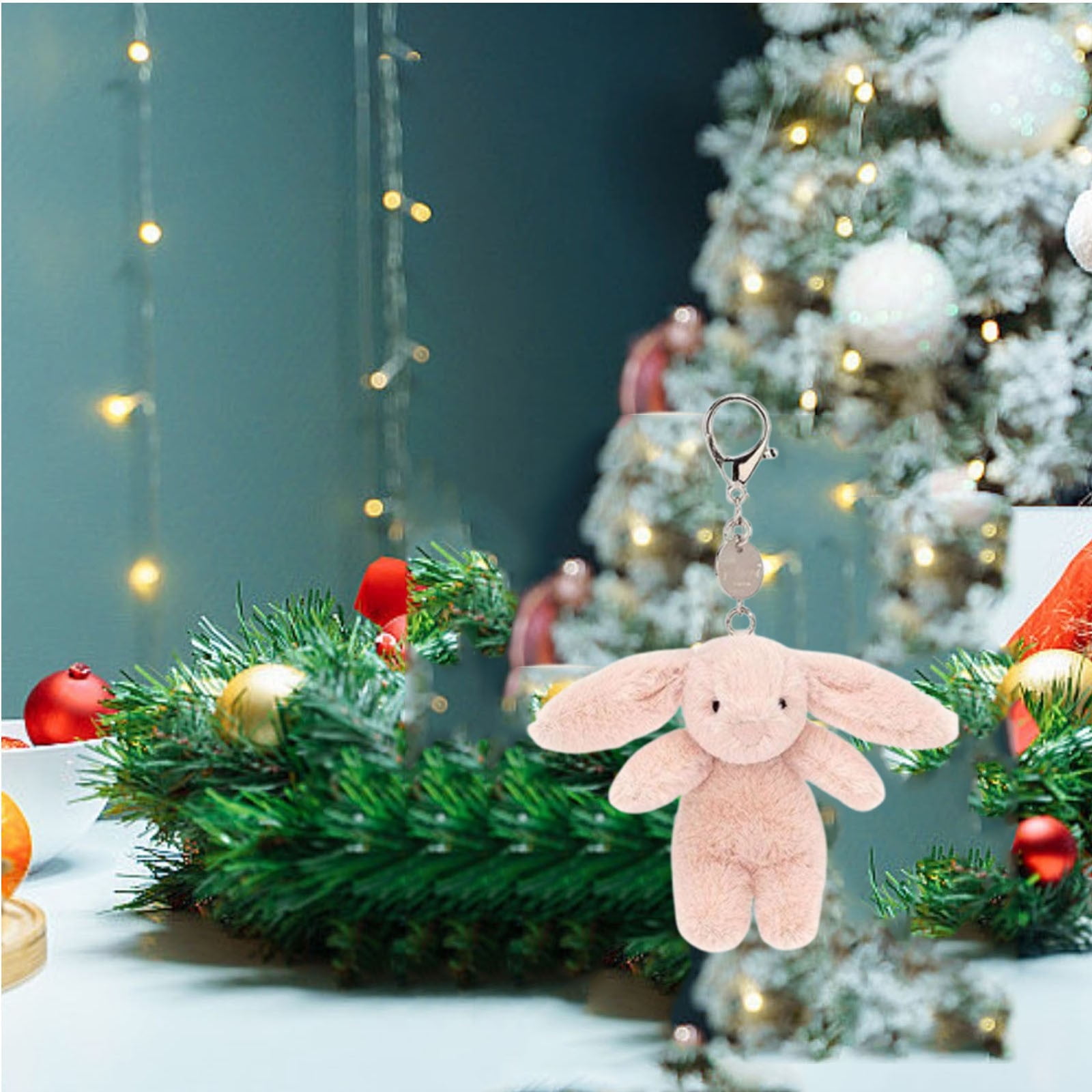 Jellycat Bashful Blush Bunny Bag Charm Plush Keychain - 3.94