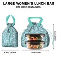 thumbnail image 5 of Pioneer Flower Floral Print Pattern Drawstring Lunch Bag Women - Drawstring Lunch Bag Insulated for Work Office - Stain-Resistant Large Lunchbags for Women with Multi-Pockets, 5 of 6