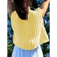 thumbnail image 2 of Women'S Sleeveless Cropped Knit Cardigan 2025 Casual Button Down Crochet Sweater Vest Tops with Pockets Light Yellow M, 2 of 8
