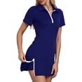 thumbnail image 3 of Tanghaowl Short Sets for Women, Women's Comfortable Slim Fit Short Set for Daily Wear featuring Soft Stretch Zipper Short Sleeve Sports Style Dark Blue M, 3 of 3
