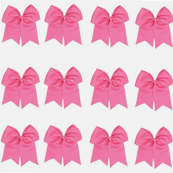 8 Inch Cheerleader Bows Ponytail Holder Cheerleading Bows Hair Tie(Hot pink)