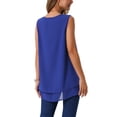 thumbnail image 3 of INSPIRAR CHIC Blusa de Chifón para Mujeres, Cuello en V, Sin Mangas, Top de Doble Capa, Tunica Fluida, Camisas Casuales, Talla M, Azul Real, 3 of 6