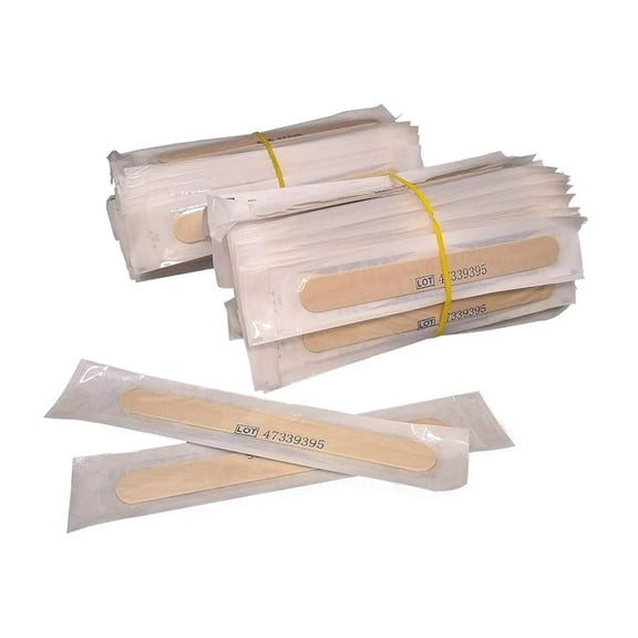 Tongue Depressors [Pack of200] Senior 6 Inch – Each Wooden Depressor Stick Individually Wrapped [2 boxes of 100] also used as Wax Applicator Sticks