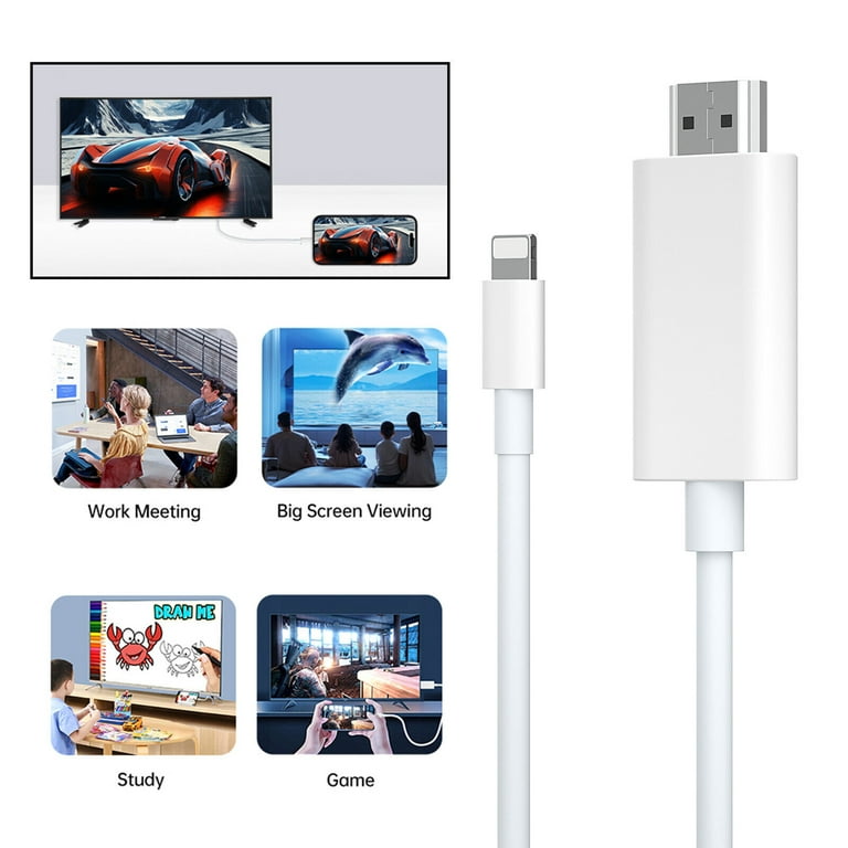 YMTQ Lightning HDMI Adapter Cable iPhone TV Compatible iPhone14 13
