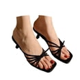 thumbnail image 3 of Women's Square Toe Strappy Thong Heeled Sandals - Comfortable -On Dress & Beach Sandals, 3 of 5