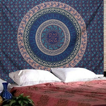 Dorm Bedding Decor Meigar Indian Hippie Mandala Tapestry Wall hanging hippy throw Dorm Decor Psychedelic Tapestry Bohemian Bedspread Bed Cover Bedding Picnic Blanket Beach Sheet,Blue-82X59 Inches color ()