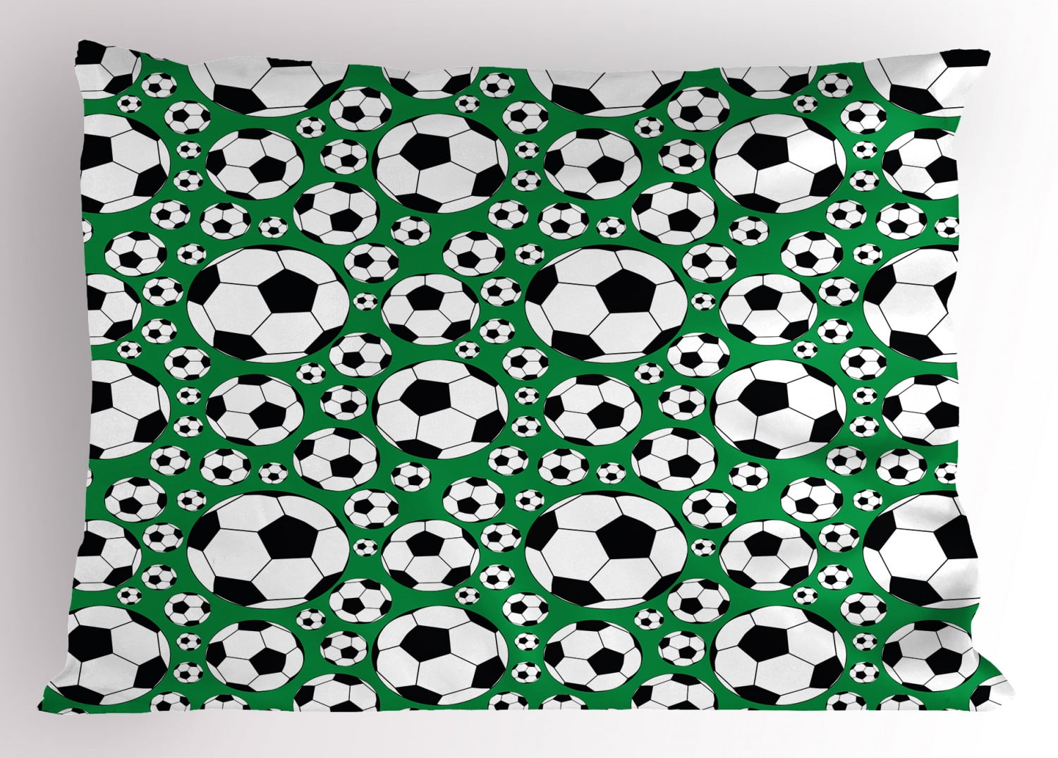 Soccer Pillow Sham Various Sizes Footballs Pattern Active Lifestyle