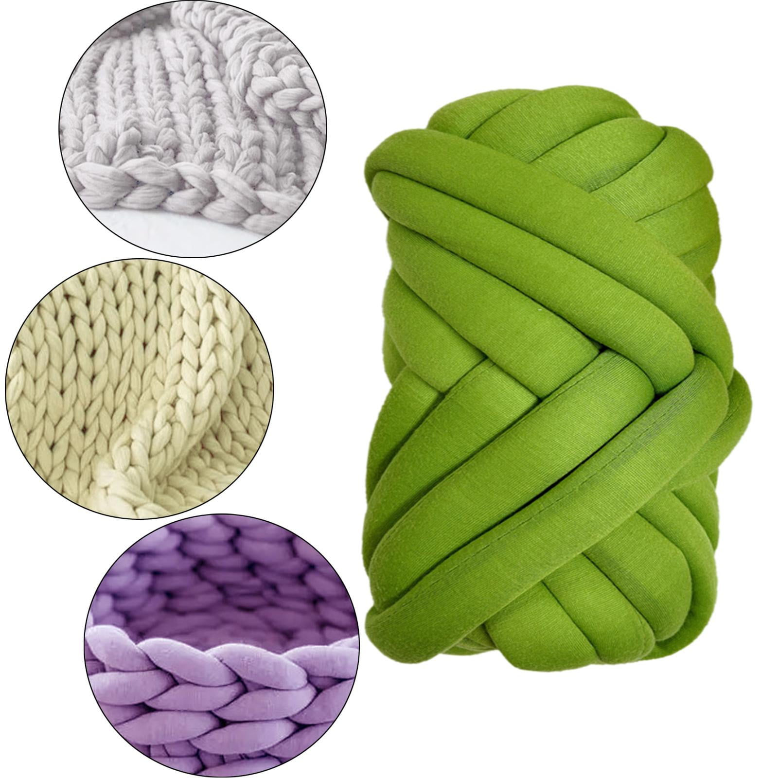 1.5kg Chunky Yarn Bulky Yarn Washable Tube Giant Soft Yarn Arm Knitting Yarn Weight Yarn Jumbo Tubular Yarn for Baskets Sweaters DIY Pet Bed Green