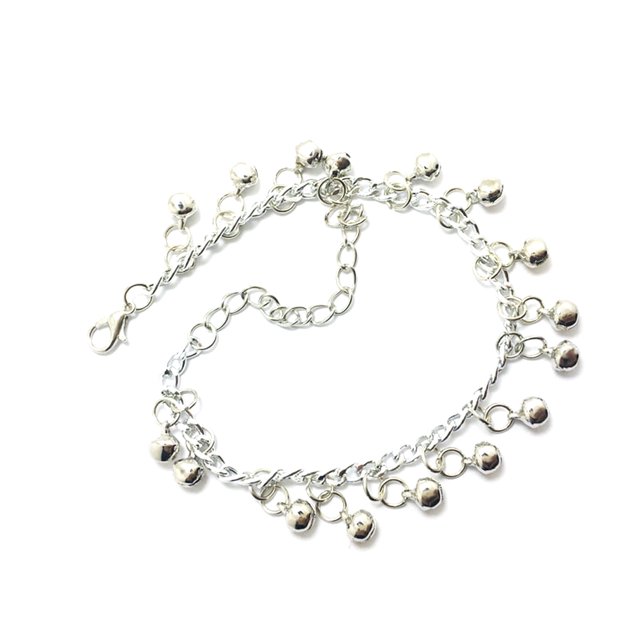 Bell Ankle Chain Multilayer Fashionable Foot Chain Bell Ankle Decoration Adjustable Ankle Chain for Woman Girl (Silver)