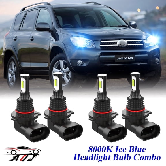 8000K Ice Blue LED Headlight Bulbs Combo Kit For Toyota RAV4 2006-2012
