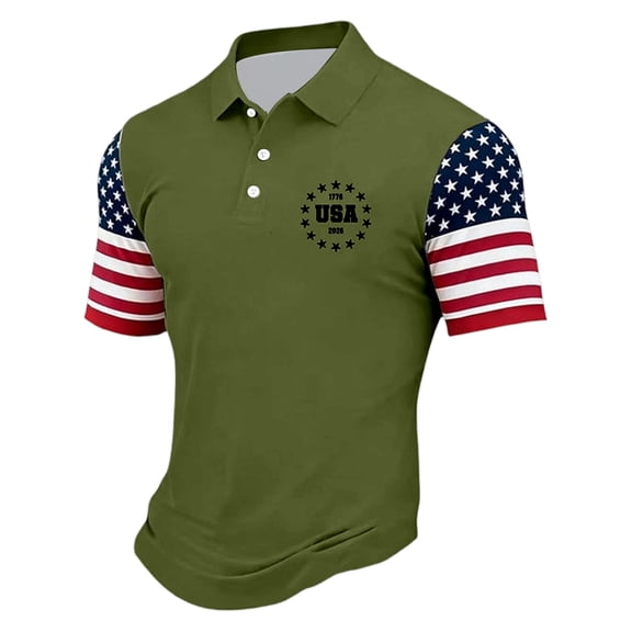 CONZONE 250Th Anniversary Usa Mens Polo Shirt Short Sleeve 250 Years July 4Th Polo Shirt for Men Patriotic Usa Star Striped Graphic Breathable Loose Fit Cozy Summer Golf Shirts