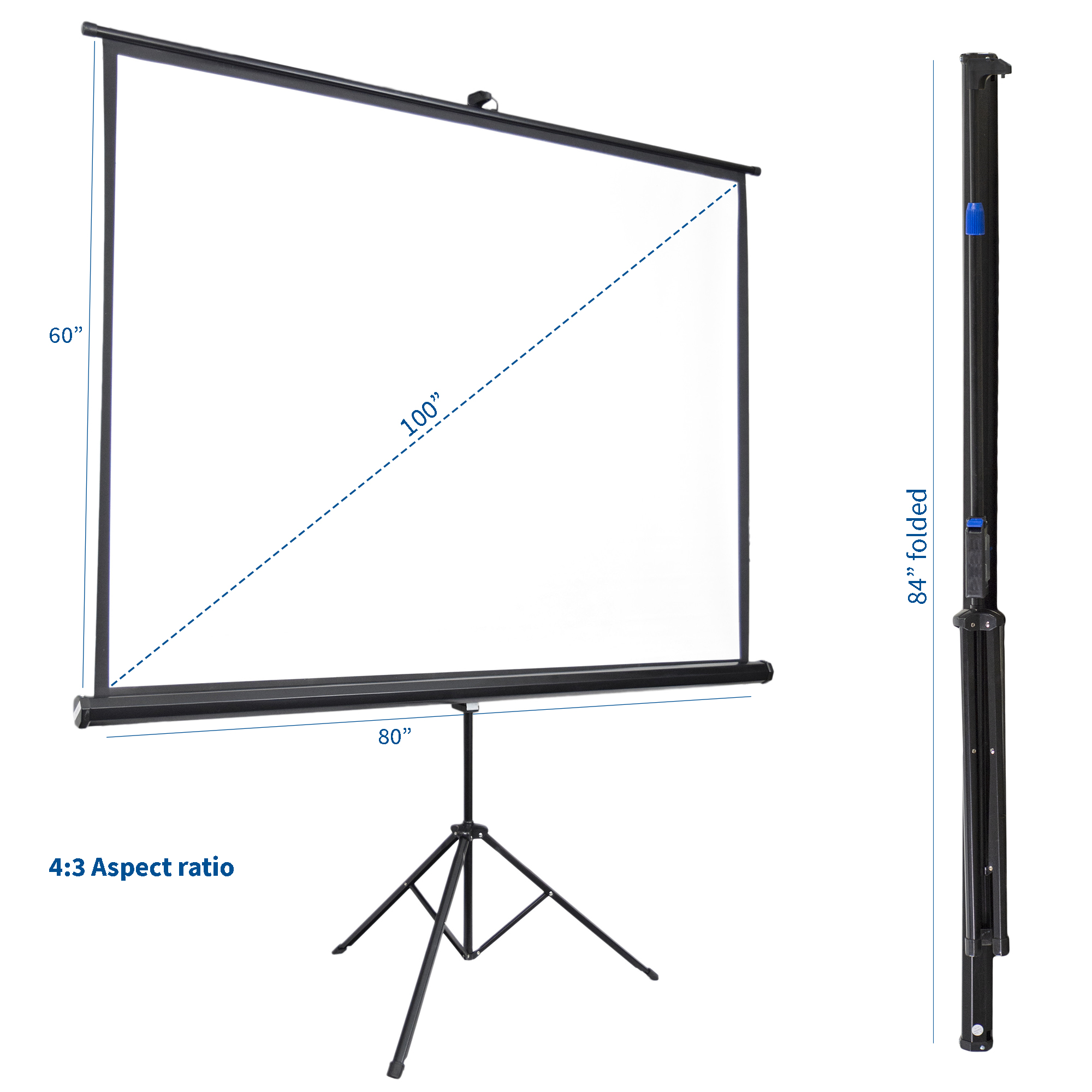 VIVO 100" Portable Projector Screen 4:3 Projection Pull Up Foldable Stand Tripod - image 2 of 6