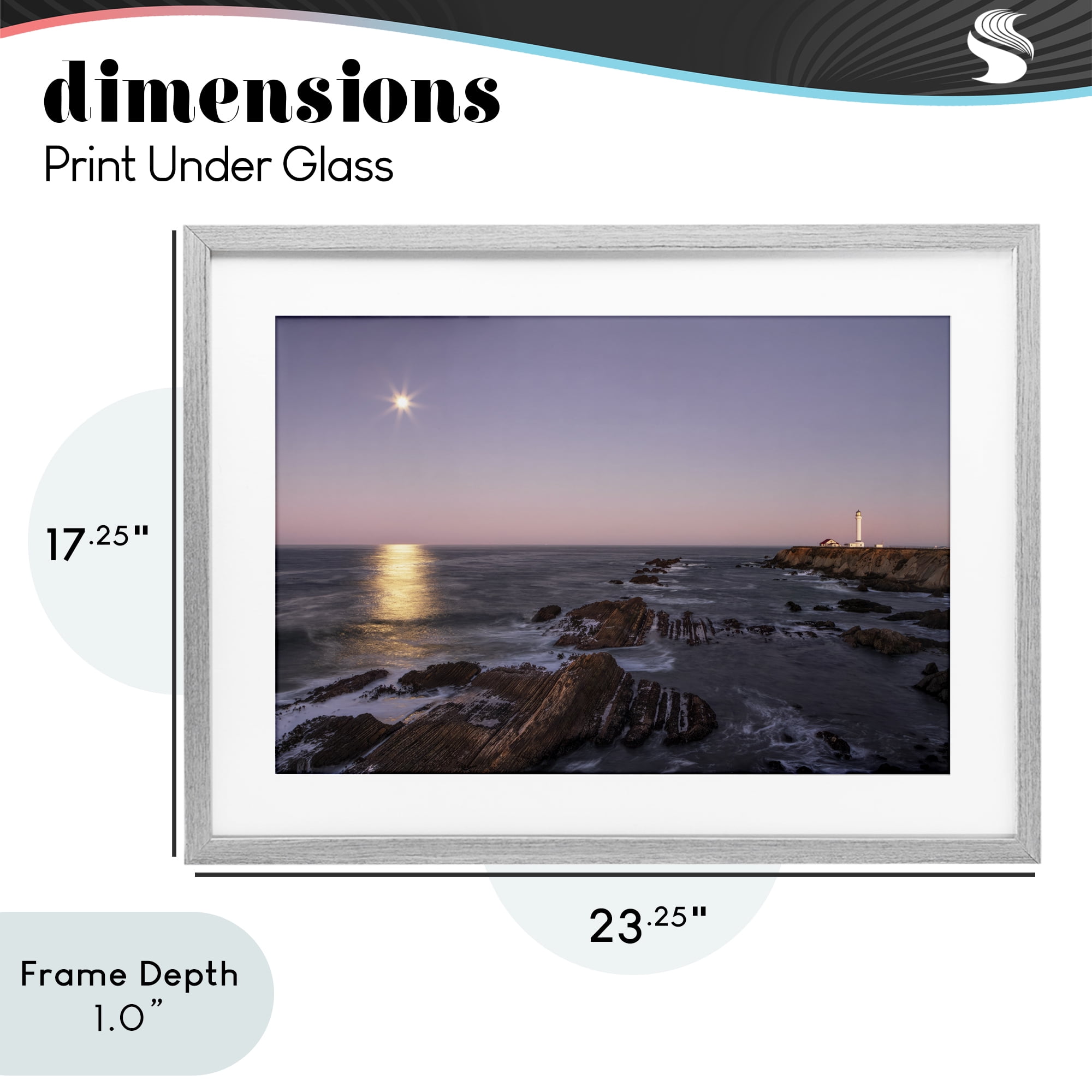 Stupell Industries Moon Arena Coastline Gray Framed Print Under Glass, design by Shelley Carlisle