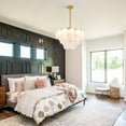 thumbnail image 4 of FINE MAKER Modern Crystal Chandelier, 8-Light Gold Semi Flush Mount Ceiling Light Fixture, 3-Tier Glass Chandelier Light Fixture for Living Room, Bedroom, 4 of 12