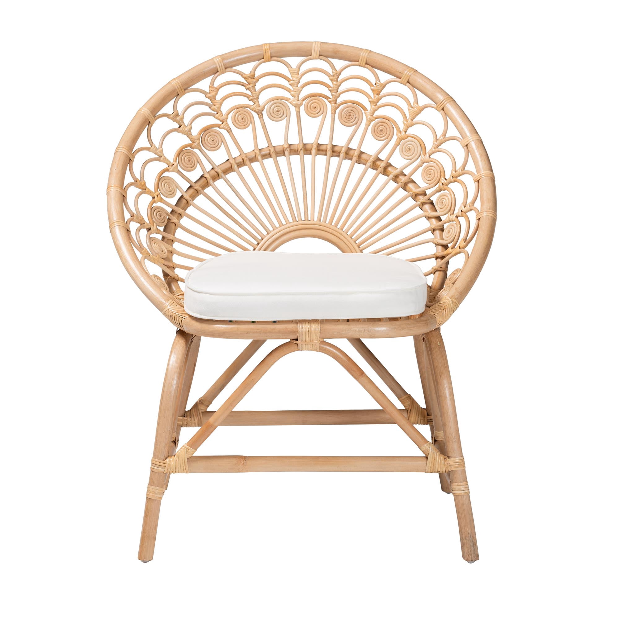 bali & pari Abriella Rattan BOHO Peacock Chair, Natural Brown