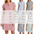 thumbnail image 2 of Iyufng Casual Dresses for Women Summer V-Neck Striped Short Sleeve Button Down Dress, 2 of 8
