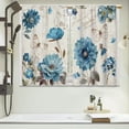 thumbnail image 6 of Farmhouse Blue Flower Kitchen Curtains Rustic Orchid Floral Bathroom Curtains Window Treatment Drapes Tier Butterfly Vintage Cafe Small Bedroom Short French Door Curtains 2 Panels 27.5x39 Inch, 6 of 6