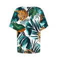 thumbnail image 6 of Petal Sleeve Tops for Summer Trendy Plus Size T-Shirts Printed Casual Loose Square Neck Button Blouse Tees S-3X (M, Green), 6 of 7