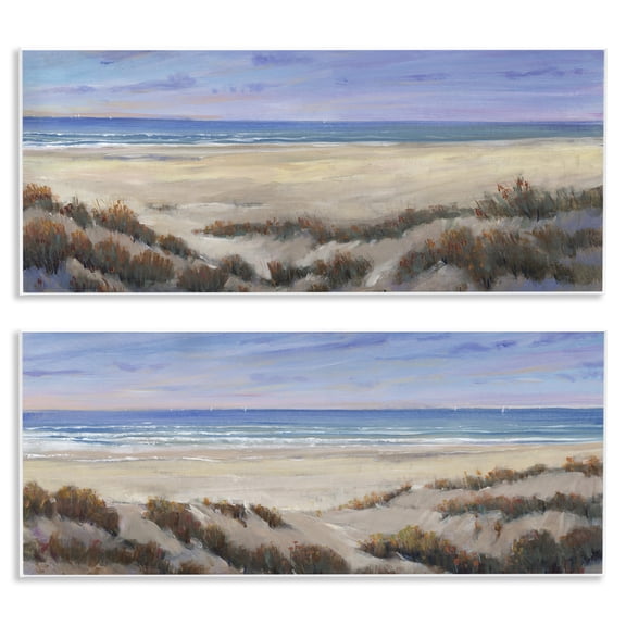 Stupell Industries Coastal Beach Terrain Landscape & Nature Painting Unframed Art Print Wall Art, 17 x 7, Set of 2