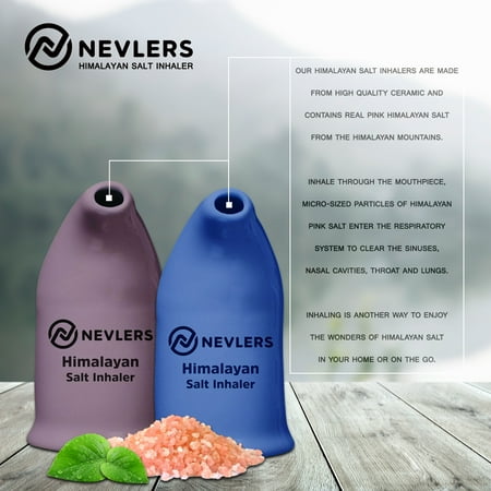 Nevlers Hand Painted Ceramic Salt Inhaler with Pure Himalayan Pink Salt | Asthma and Allergy Relief | Includes Salt Refill - Lavender