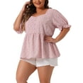 thumbnail image 4 of Agnes Orinda Women's Plus Size Babydoll Blouses Peplum Ruffle Short Sleeve Casual Tops 1X Pink, 4 of 6