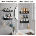 thumbnail image 4 of Estantes de baño Yeegout sin perforaciones con ganchos extraíbles, organizador de ducha adhesivo de aluminio (cuadrado negro), 4 of 5
