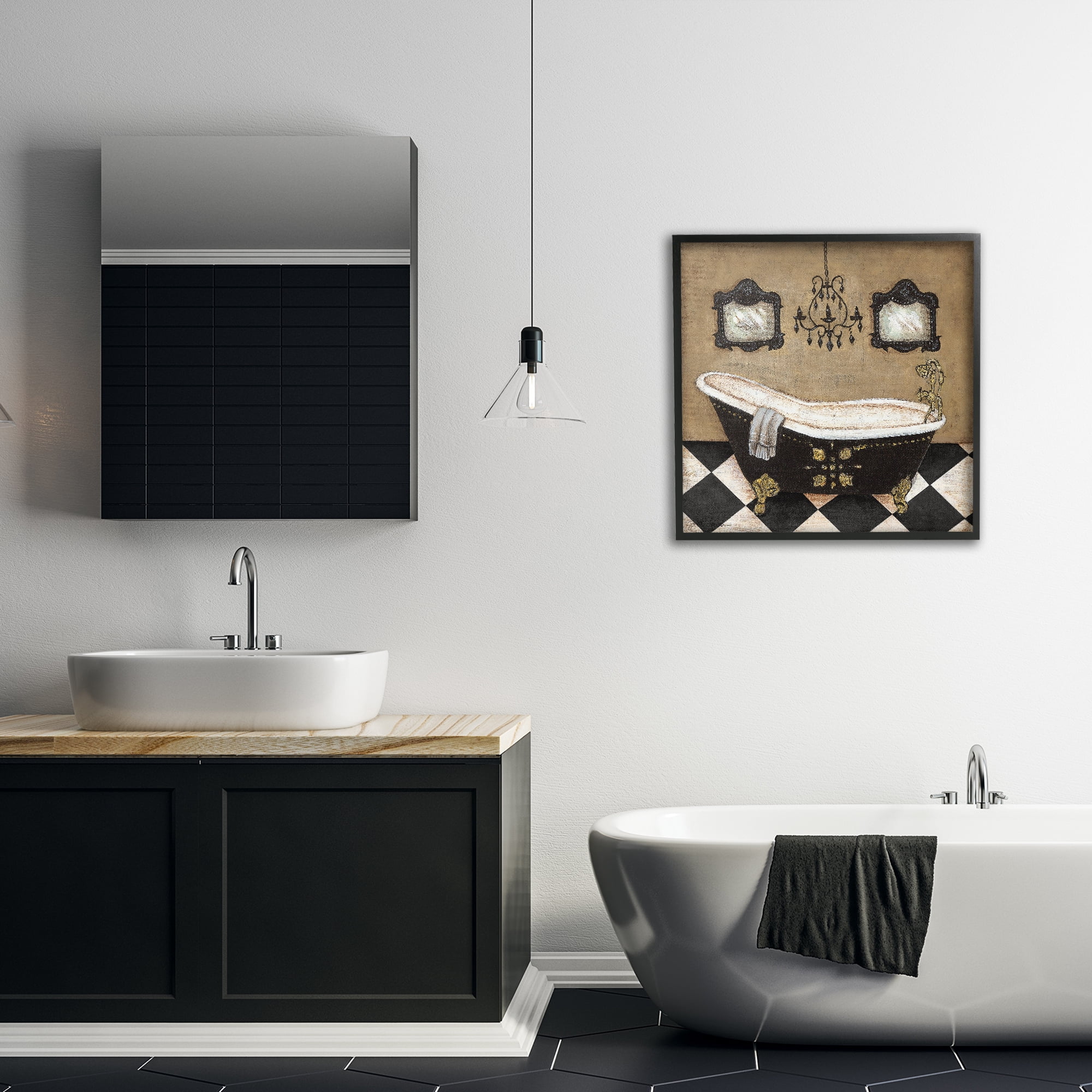 Stupell Industries Elegant Vintage Bathtub Black Framed Giclee Art, design by Janet Tava