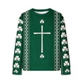 thumbnail image 5 of St. Patrick's Day Sweatshirt for Women Waffle Knit Crewneck Long Sleeve Casual Loose Fit Pullover Sweatshirts (S, Green), 5 of 5