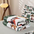 thumbnail image 6 of Manfei Woodland Fox Grid Zipper Twin Comforter Sets with Fitted Sheet and 2 Pillowcases,Green Check Pine Zipper Bedding Set,Light Gray Reversible,4pcs, 6 of 8