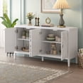 thumbnail image 3 of Harper & Bright Designs Sideboard Buffet Cabinet with Storage and Shelves, Farmhouse Sideboard Cabinet with Circular Groove Design Metal Door Handle for Entrance Living Room, White, 3 of 14