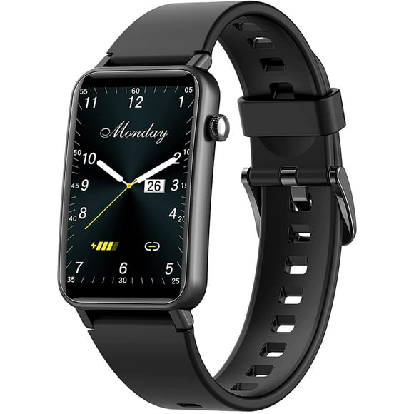 KUMI Smart Watch, Fitness Tracker with Heart Rate Monitor, Sleep Monitor, Blood Oxygen Tracking, IP68 Waterproof,1.57 Inch Smart Watches Fitness Watch for Women Men for iPhone Android iOS\u2026 Black