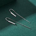 thumbnail image 2 of Bellitia Jewelry Rose Gold/White Gold Plated 925 Sterling Silver Long Drop Threader Chain Earrings for Women Ladies, CZ Simulated Diamond Pull Through Style Earrings, 2 of 7