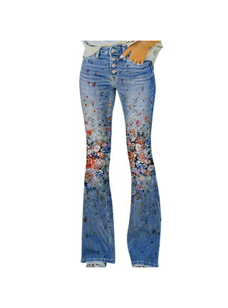 Edvintorg Women's Plus Size Jeans Pants Vintage Floral Printed High Waisted  Stretch Skinny Jeans 5Xl Ladies Boyfriend Denims Jeans Women Denim Pants  Trousers New Clearance 