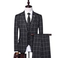 thumbnail image 5 of Traje de tres piezas a cuadros entallado para novio de primavera para boda coreana para hombre, 5 of 5