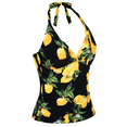 thumbnail image 2 of Mycoco Women's Halter Swim Top V Neck Swimwear Front Shirred Tankini Top, 2 of 5