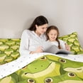 thumbnail image 4 of Castle Fairy Preppy Green Frog Bedding Comforter Set,Kawaii Wildlife Queen Bedding Sets, 4 of 8