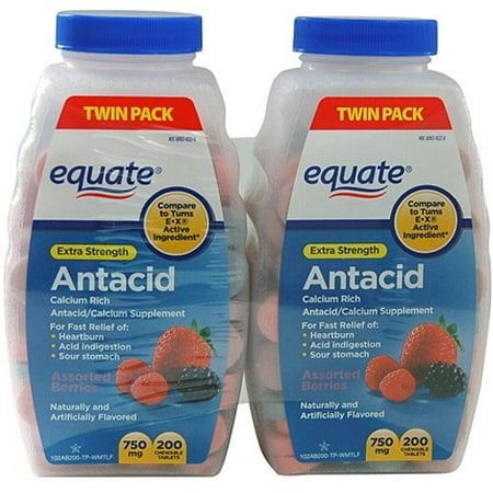 antacid chewable equate strength extra tablets berry pk mg ct