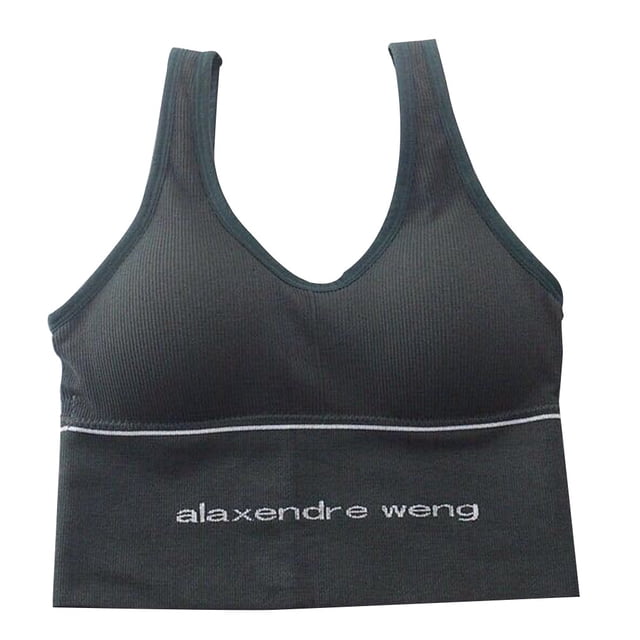Qarigey Sports Strap Crop Top Mujer Fitness Ropa interior Chica Transpirable Chinlon Strap Bra Ejercicio Lencería Ropa interior verde oscuro